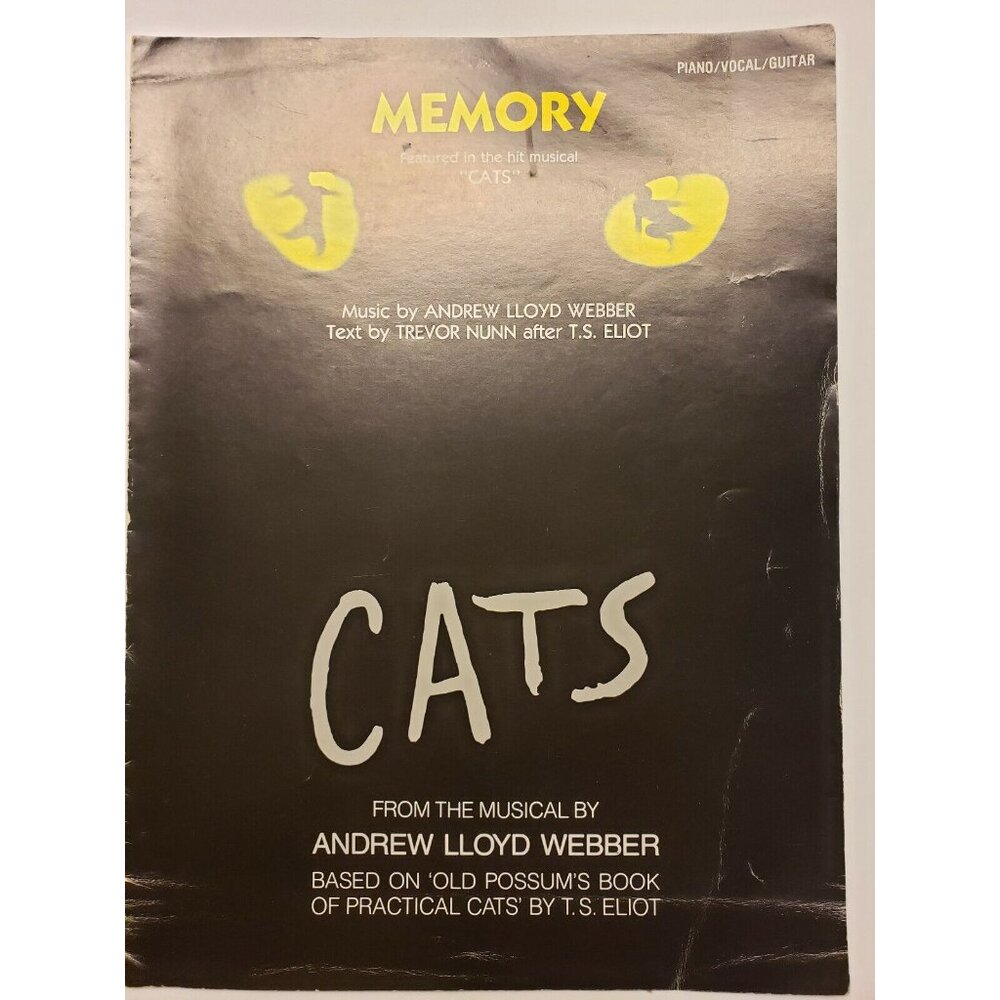 Sheet Music-"Memory" from "Cats" by Andrew Lloyd Webber Trevor Nunn, 1981,